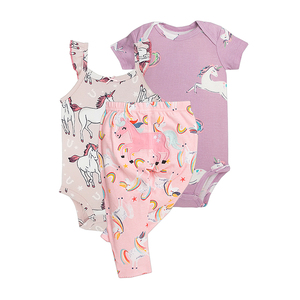 Prezzo di fabbrica 100% cotone 3 pcs Neonato colorata estate Tute pantaloni vestiti del bambino del pagliaccetto - Product Image 5