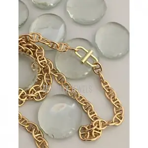 NM35088 perhiasan tembaga trendi 18k lapis emas bentuk kunci OT Toggle Pig Hidung Soda Cap Choker hadiah kalung untuk wanita grosir