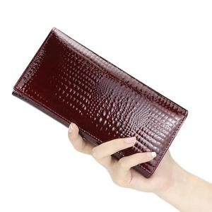 Portefeuilles longs rétro en cuir véritable AndoBag pour femmes, porte-cartes multi-emplacements, motif crocodile, pochette 2493 - Product Image 6