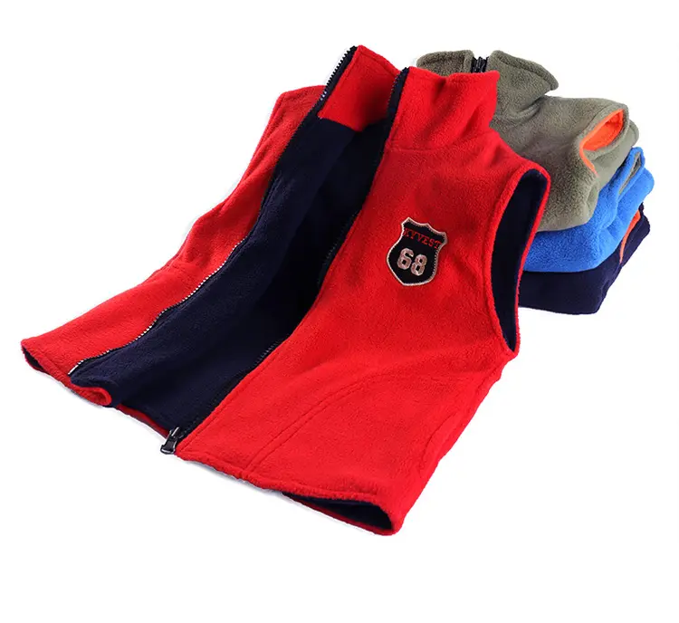 Autumn and winter double-sided wear polar fleece boys and girls vests large, medium and small children thick warm vest wholesale