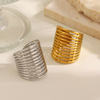 Trendige Mehrschichtige Edelstahl-Ringe im Chunky-Stil, Minimalistische Geometrische Vergoldete Ringe für Frauen, Jubiläums- und Hochzeitsgeschenke