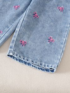 Nueva primavera y otoño de Europa y América para traje informal de <span class=keywords><strong>niña</strong></span> con chaqueta de manga larga con lazo bordado, pantalones de <span class=keywords><strong>vaquero</strong></span> inspirados - Product Image 5