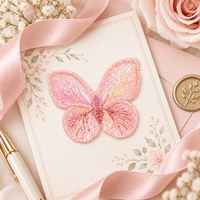 Applique brodée papillon irisé, patch rose monocouche à coudre pour vêtements, sacs, artisanat et accessoires de bricolage