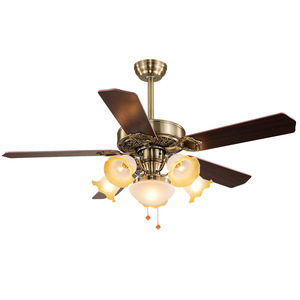 European Style Ceiling Fan Light With Led Bulbs For Living Room And Study 220V Fixed Blade Fan Light Glass Lampshade - Product Image 3