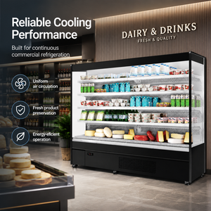 <span class=keywords><strong>Réfrigérateur</strong></span> commercial multi-étagères à vitrine ouverte, refroidissement par air, pour supermarché, refroidisseur de produits laitiers, <span class=keywords><strong>réfrigérateur</strong></span> à emporter - Product Image 4