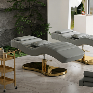 Lit de beauté électrique pliable et réglable en acier inoxydable de luxe pour salon extérieur, spa, massage, ergonomique en forme de S pour cils - Product Image 5