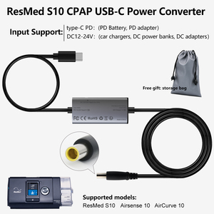 Câble d'alimentation Type-C PD vers 24V, port rond jaune, cordon d'alimentation de remplacement pour chargeur DC, pour appareil respiratoire CPAP <span class=keywords><strong>ResMed</strong></span> AirSense S10 - Product Image 3