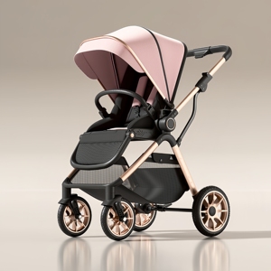 Cochecito de Bebé 3 en 1 con 4 Ruedas, Plegable y Portátil, Precio de Fábrica |   Compatible con coches, marco de acero inoxidable - Product Image 3