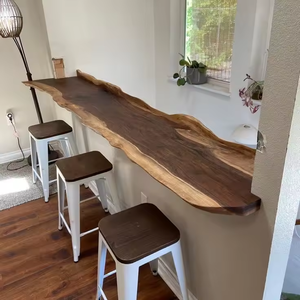 आधुनिक वाणिज्यिक फर्नीचर लकड़ी शीर्ष धातु पैरों के साथ रसोई भोजन रेस्तरां लकड़ी उच्च बार टेबल - Product Image 2