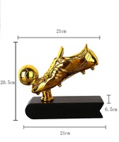 Benutzerdefiniertes Logo Goldener Fußballschuh Auszeichnungstrophäe Harz-Fußball-Championpokal Sportdekoration Fan-Souvenir