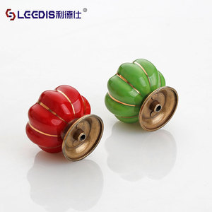 Lgedis <b>Ceramic</b> Pumpkin Shape <b>Drawer</b> <b>Knob</b> Zinc Alloy Durable Furniture Cabinet Handle Pastoral Style Children Room Decor - Product Image 3