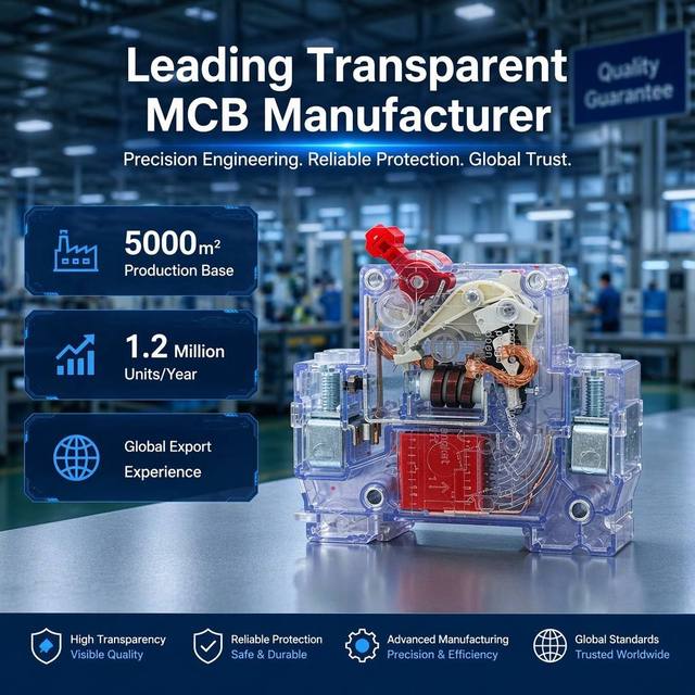 SZDQ Transparent Mini Circuit Breaker 1P 2P 3P 4P 63A 6kA High Breaking Capacity MCB with Clear Housing for Real-time Monitoring