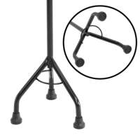 Bastón Cuádruple, Bastón de 3 Patas para Personas Mayores y Adultos, Altura Ajustable, Tubos de Aluminio y Acero Negros PEPE P10047