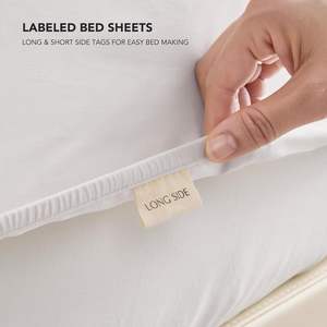 寝具セットしわ防止シルキーソフトOEKO TEX 300TC 100% 豪華竹織りキングシンプルベッドリネンベッドシートセット4個ホワイト - Product Image 4
