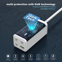Chargeur portable Gan 100w Type C 3C1A avec cordon d'alimentation, charge rapide PD QC Usb c 100w 65w 30w pour ordinateur portable Samsung iPhone