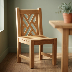 Chaise de jardin moderne en bois massif avec dossier au design géométrique, marque Enterenprise GC003, pour usage extérieur - Product Image 3