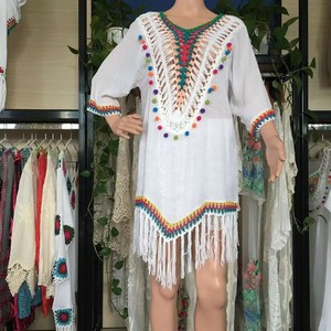 I001-0519 Women Beachwear Cover up Transparent <strong>Mexican</strong> Blouse <strong>Dress</strong> for Sale - Product Image 4