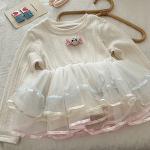 Tongxingyuan Girls Long Sleeve <b>Tulle</b> Dress Breathable Spring Autumn Princess Top With Label And Tags - Product Image 2