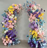 Arche de mariage décorative personnalisable rose et marron, style rétro, avec arrangement floral en corne, fleurs artificielles en soie pour la décoration d'événements