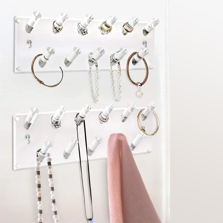 5-Tier Hanging Jewelry Organizer Stand - White Wall Mounted Rack For Earrings, Necklaces, Rings - View #8