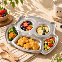 Plateau repas pour enfants en acier inoxydable, forme hibou, ours, avion, avec compartiments, pour bébés et tout-petits, directement de l'usine