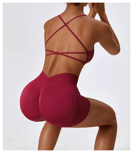 Yoke Sportswear – Nouveaux ensembles de sport <span class=keywords><strong>pour</strong></span> femmes : <span class=keywords><strong>soutien</strong></span>-<span class=keywords><strong>gorge</strong></span> <span class=keywords><strong>dos</strong></span> nu et short froncé sans couture <span class=keywords><strong>pour</strong></span> <span class=keywords><strong>le</strong></span> yoga et la gym - Product Image 3