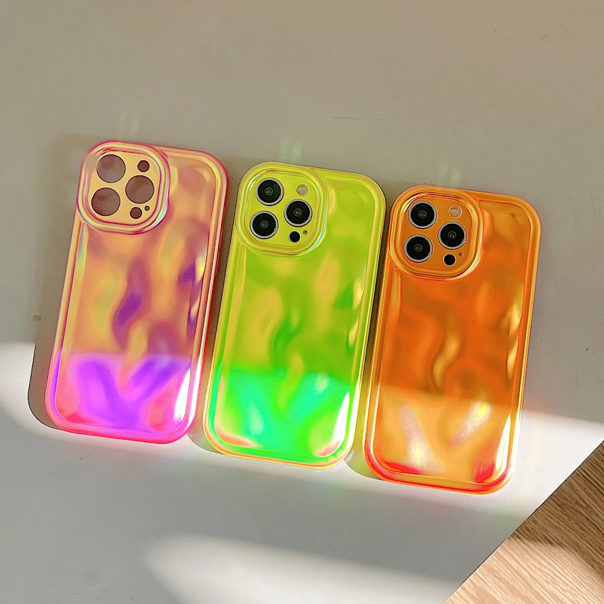 Casing ponsel iPhone 11 12 13 14 Pro Max, casing Bumper tahan guncangan TPU lembut pola meteorit modis dengan Laser neon untuk iPhone 11 12 13 14 Pro Max