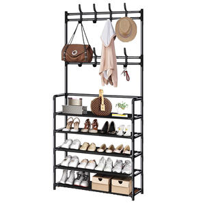Organizador moderno para el hogar, estantes para colgar ropa, soporte para abrigos de tubo y estante de almacenamiento de zapatos con almacenamiento de gancho - Product Image 6