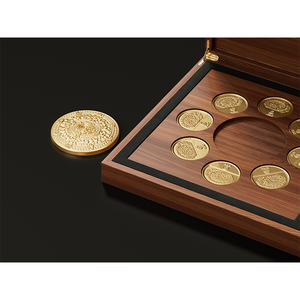 Caja de exhibición de monedas de madera <span class=keywords><strong>MDF</strong></span> personalizada al por mayor elegante caja organizadora de monedas con medallón - Product Image 4