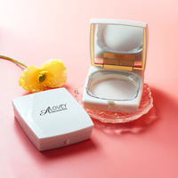 Boîtier vide carré personnalisé pour poudre compacte avec un seul godet rond, miroir et houppette – Emballage cosmétique