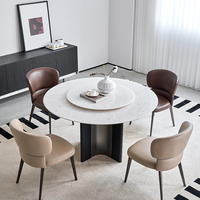 Luxuriöses Zeitgenössisches Marmor-Rundes-Esstisch-Set mit 6 Stühlen und Lazy Susan für Hotel-, Restaurant- und Küchengebrauch