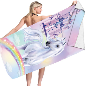 <span class=keywords><strong>Serviette</strong></span> et couverture <span class=keywords><strong>de</strong></span> plage en microfibre compressée à séchage rapide, écologique, imprimée <span class=keywords><strong>licorne</strong></span>, design populaire pour enfants, vente en gros - Product Image 4