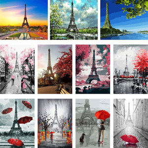 DIY <span class=keywords><strong>Peinture</strong></span> à l'huile Tour Bâtiment Image Peint à la main Artisanat de Noël <span class=keywords><strong>pour</strong></span> Adultes Peintures par Numéro Kits <span class=keywords><strong>Sur</strong></span> <span class=keywords><strong>Toile</strong></span> Décor À La Maison - Product Image 2