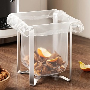 Stainless Steel Foldable Garbage Bag Holder Multifunctional Rack Portable Waste Storage Stand for Kitchen Countertop Desktop - Product Image 3