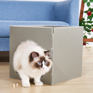 Cama corrugada de alta calidad para mascotas, <span class=keywords><strong>venta</strong></span> directa de fábrica, patrón sólido barato, cama para gatos, cueva, forma cuadrada, embalaje de cartón - Product Image 2