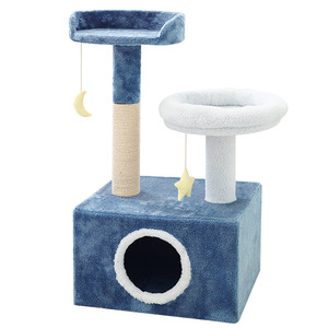 Arbre à chat Jia Ni Cat Starry Night bleu multi-niveaux avec griffoir et cachette pour chats d'intérieur - Product Image 5