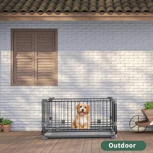 Vente en gros de grande niche pliante en acier inoxydable bon marché avec double porte Cage pour chien haute capacité adaptée au chien et au chiot - Product Image 1