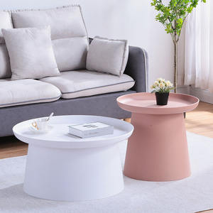 Mesa de Centro Redonda de Plástico Amarillo de Baja Altura, Moderna y Ecológica para Sala de Estar, Venta al por Mayor de Fábrica en Bazhou, China - Product Image 2