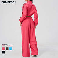 Ensemble de vêtements de sport Dingtai pour femmes, coupe courte, fermeture éclair intégrale, jambes larges, 2 pièces, veste légère à col montant et pantalon, séchage rapide, entraînement