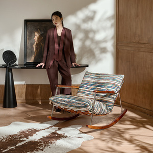 Fauteuil à bascule moderne, fauteuil simple, style vintage, meubles de salon, structure en métal, peinture écologique - Product Image 5