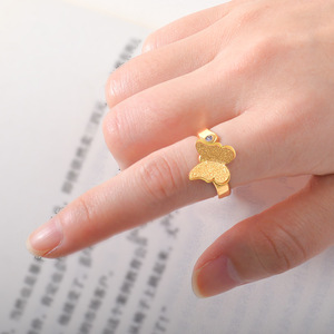 Hot Bán Không-Phai 18K Vàng Mạ Titan Thép Mờ Ba Chiều Bướm Thiết Kế Đơn Giản Mở Vòng Cho Phụ Nữ - Product Image 4