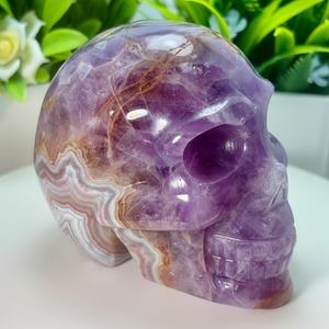 Crânes en cristal sculptés à la main en gros, agate du Mexique avec crânes en améthyste pour le Feng Shui - Product Image 6