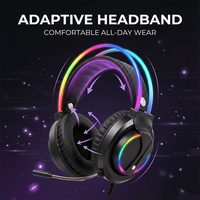 Casque RGB PJT-DEP2467 pour joueurs, vocalisation dynamique avec codec AAC, connecteurs USB, compatible avec PS4, Xbox, PC, ordinateur portable