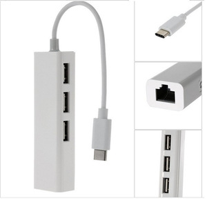 <b>Type</b> <b>C</b> <b>Usb</b> Hub 3 Ports 2.0 With Lan Port Ethernet <b>Adapter</b> For Laptop Computer - Product Image 1