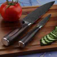 Couteaux de cuisine à motif Damas Tc, ensemble de couteaux professionnels pour chefs, manche en bois coloré, lame en acier inoxydable, couteau de chef