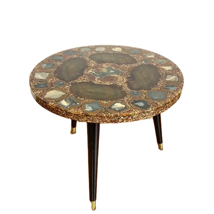 High Quality Semi Precious Stone Side Table gemstone Table Top Vintage Agate Coffee Table