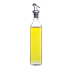 Vendita calda olio d'oliva di vetro Bottle17oz quadrato olio d'oliva e aceto Set di olio contenitore olio con imbuto e penna e Tag