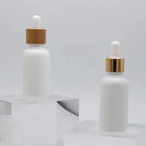 Custom 30 Ml Opal Glass Cosmetic Ceramic Serum Diffuser Essential Cbd Oil Vinegar Bottles 30ml White Porcelain Dropper Bottle