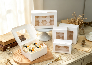 Eco-Friendly High-End White Card Paper Die-Cut Folded Box Transparent PET Window Film Glue-Free Assembly Firm Smooth <b>Square</b> Box - Product Image 3