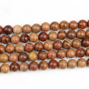 Corde de perles de bois de rose birman parfumées naturelles, perle de Padauk de bourgogne pour la fabrication de bijoux Mala DIY 6/8/10mm, longueur 38CM, 15 pouces